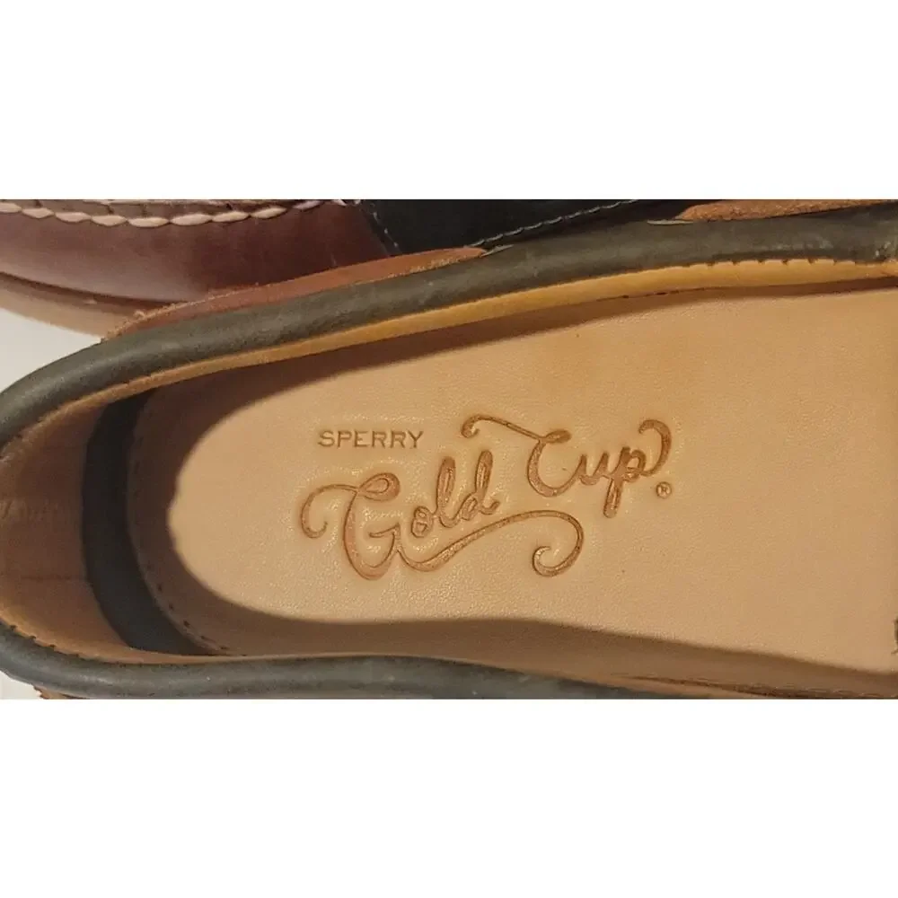 NWOB Sperry Gold Cup Authentic Original 2Eye MEN'S Tan Leather Boat Shoes SZ 9M